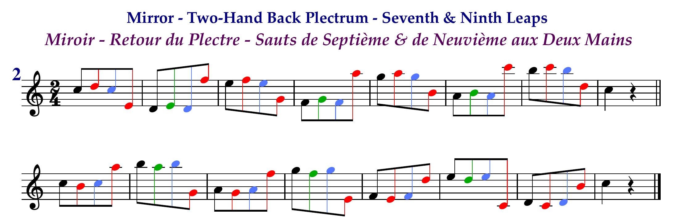 Mirror - Two-Hand Back Plectrum - Seventh & Ninth Leaps / Miroir - Retour du Plectre - Sauts de Septième & de Neuvième aux Deux Mains